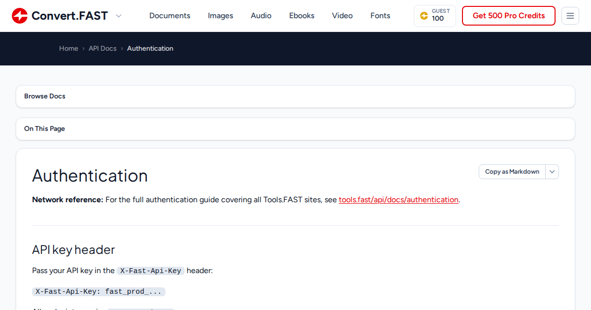 Authentication | Convert.Fast API