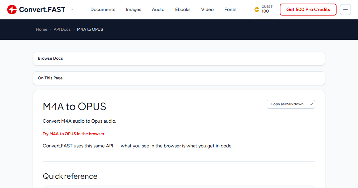 M4A to OPUS | Convert.Fast API