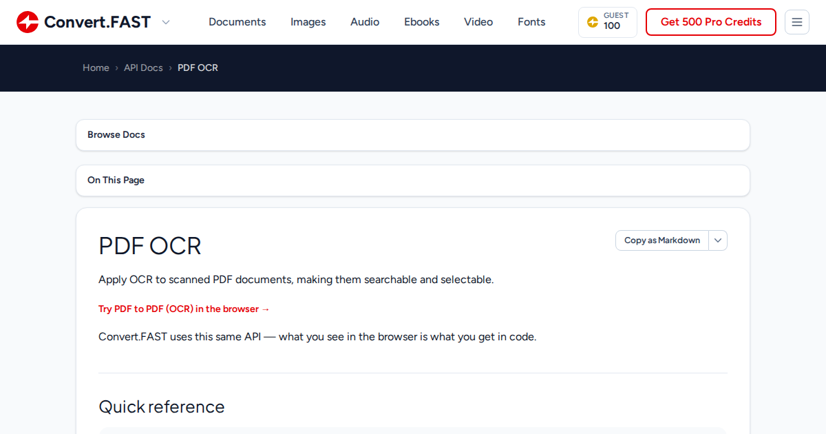 PDF OCR | Convert.Fast API