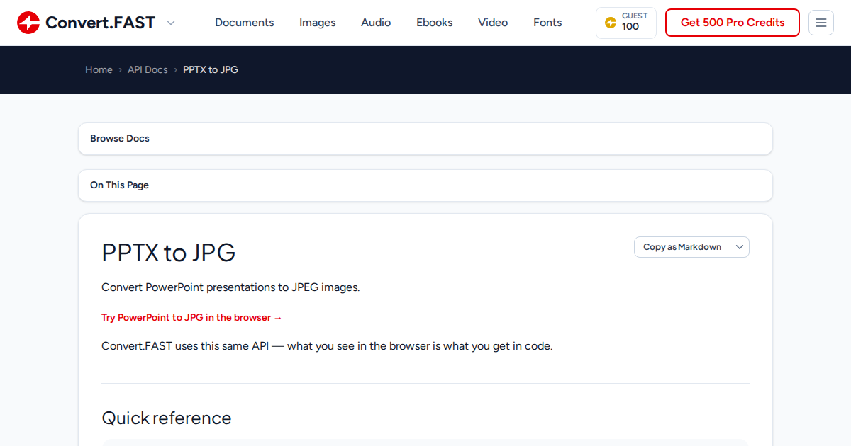 PPTX to JPG | Convert.Fast API