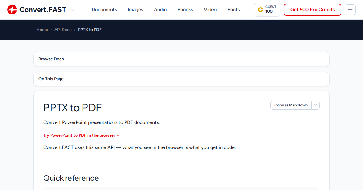 PPTX to PDF | Convert.Fast API
