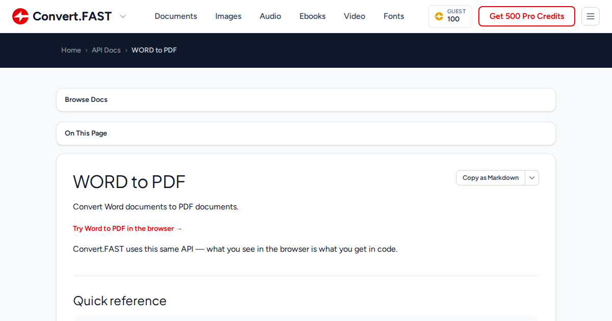 WORD to PDF | Convert.Fast API