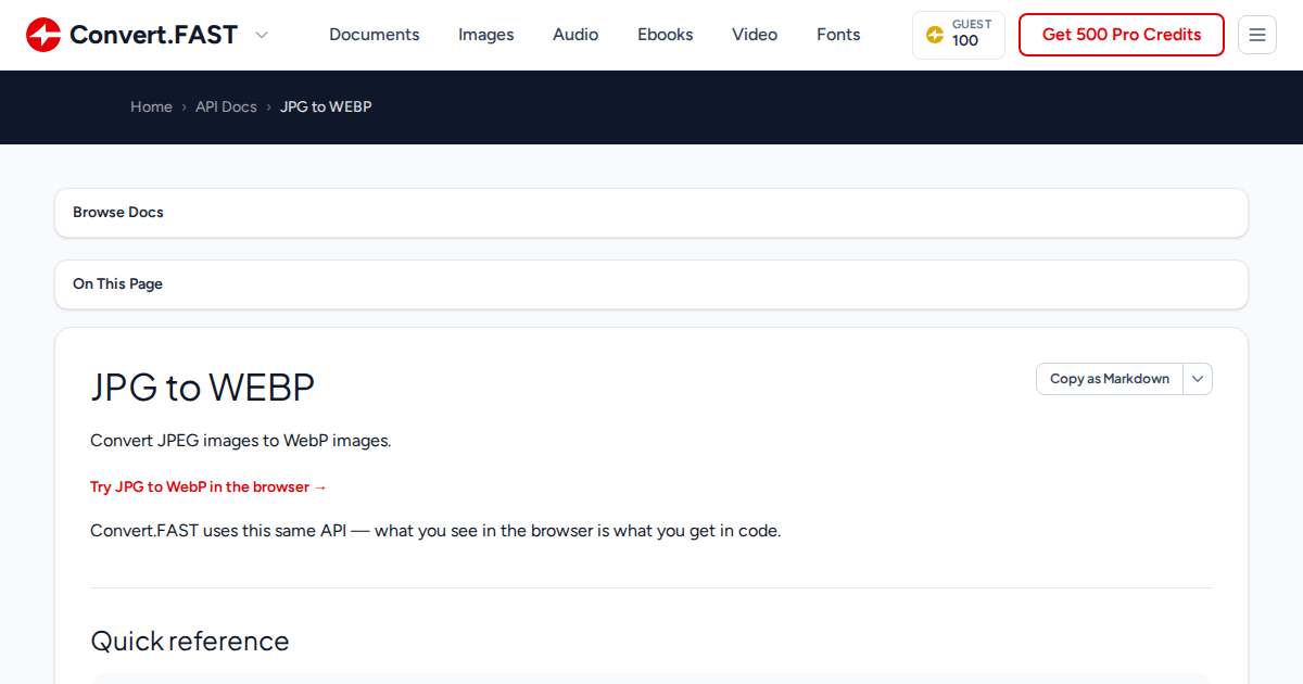 JPG to WEBP | Convert.Fast API