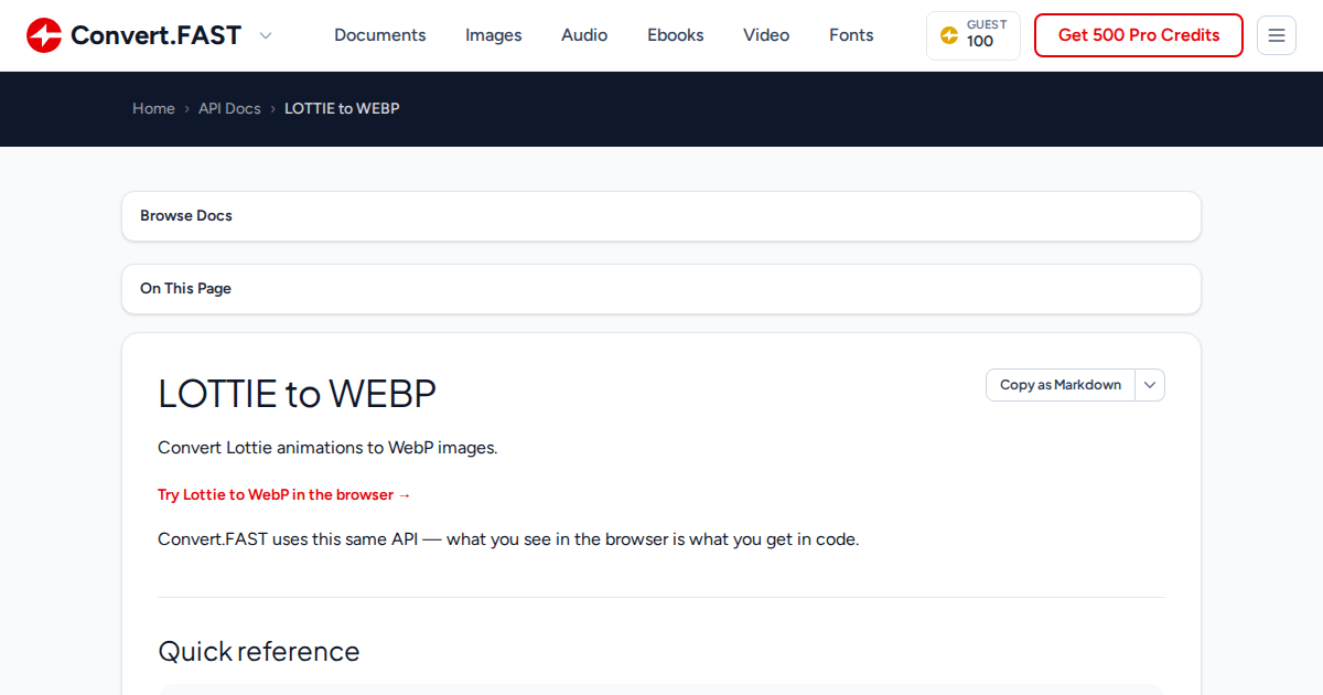 LOTTIE to WEBP | Convert.Fast API