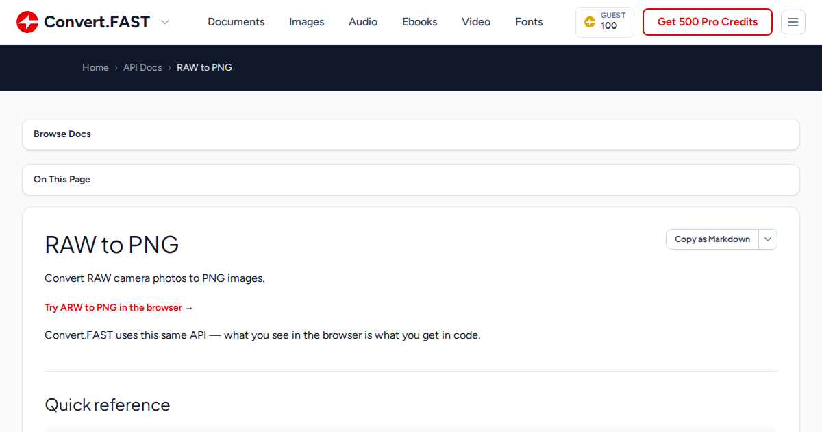 RAW to PNG | Convert.Fast API