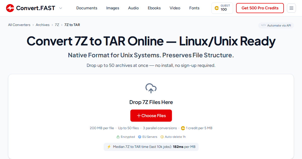 Convert 7Z to TAR Online - Linux/Unix Archives