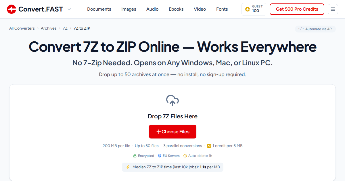 Convert 7Z to ZIP Online - Universal Compatibility