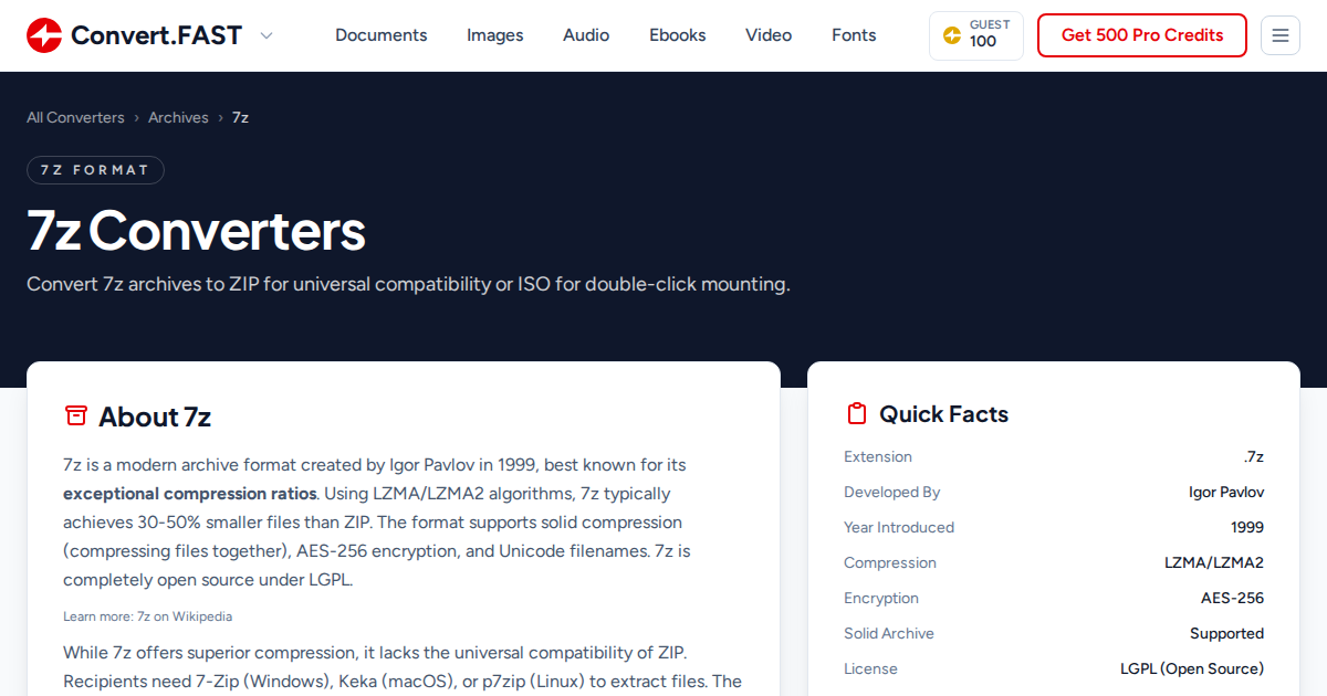 Convert 7z Archives Online Free - Extract & Convert