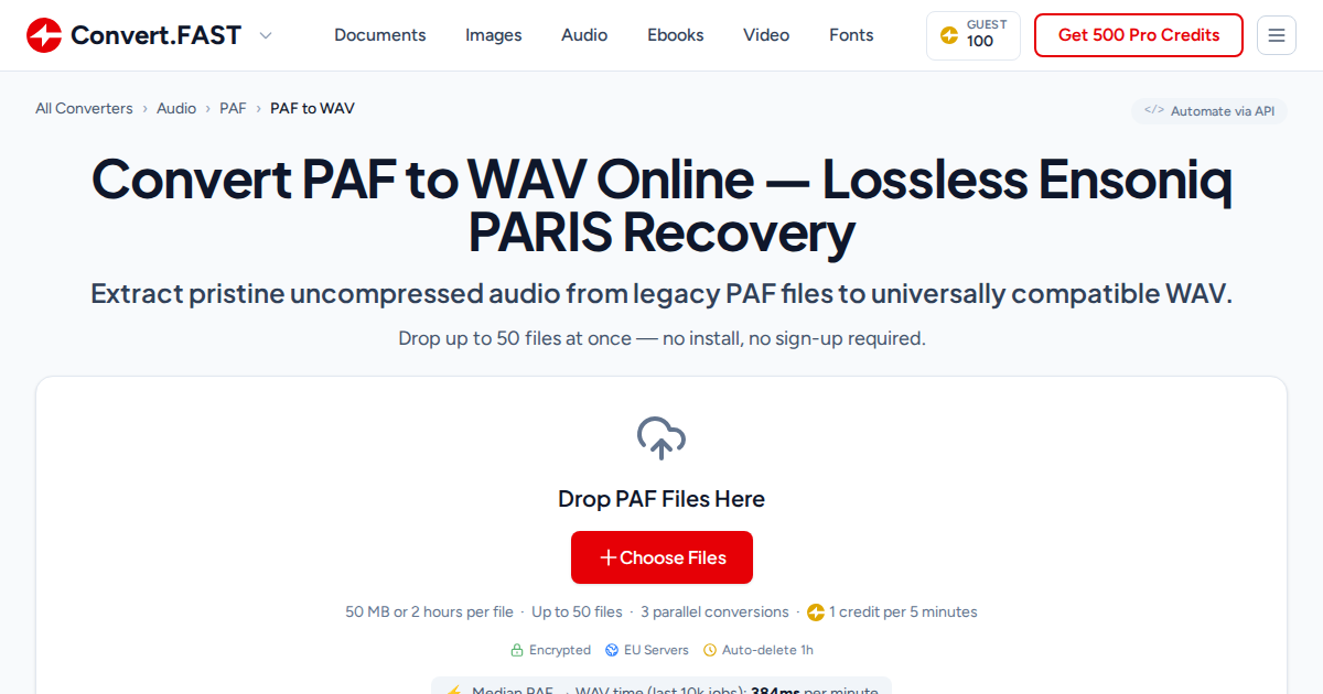 Paf Code Convert PAF to WAV Instantly - Batch 50 Files Free