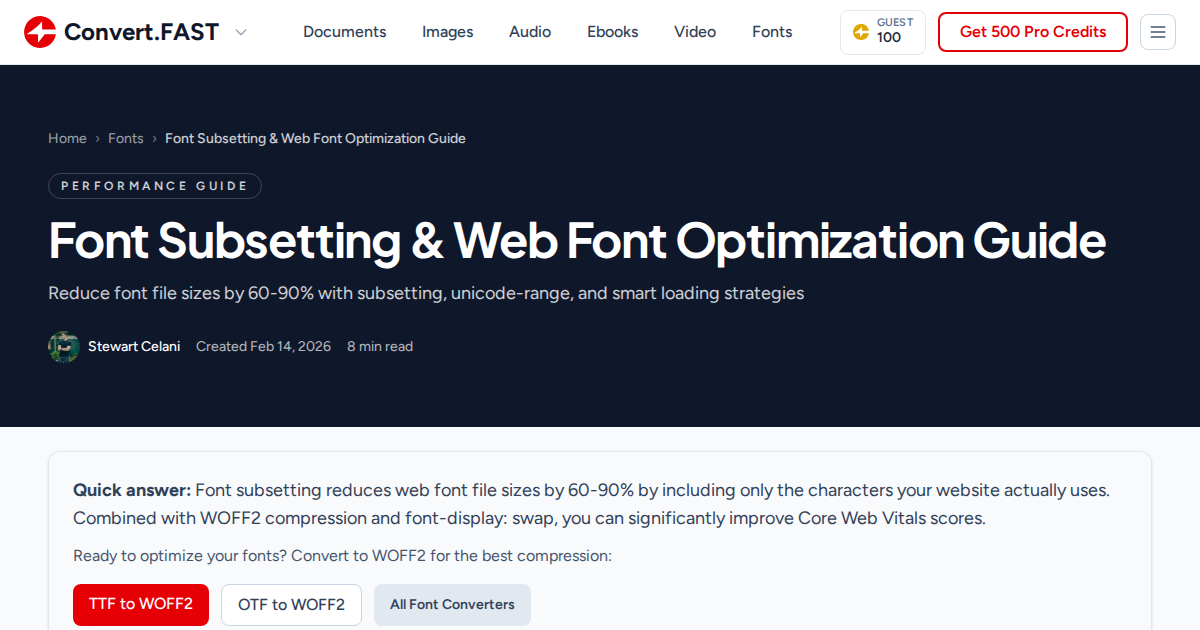 Font Subsetting & Web Font Optimization Guide