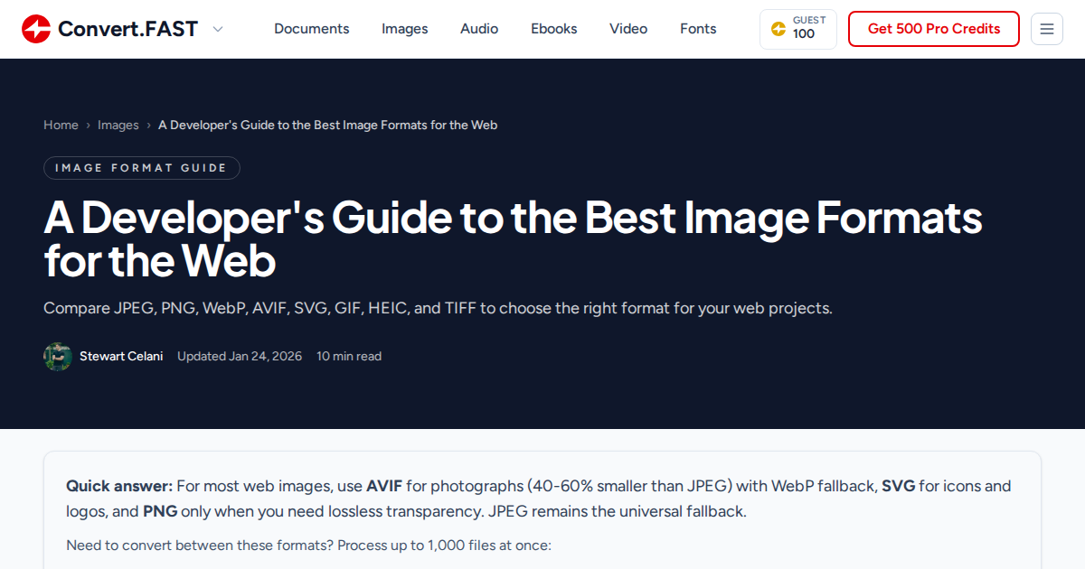 A Developer's Guide to the Best Image Formats for the Web