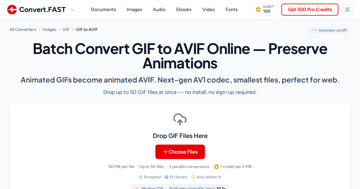 Example Avif Animation Convert GIF to AVIF Instantly - Batch 50 Files Free