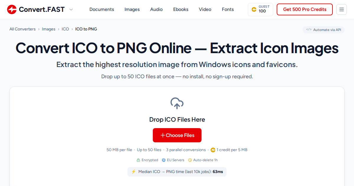 Convert ICO to PNG Instantly - Batch 50 Files Free